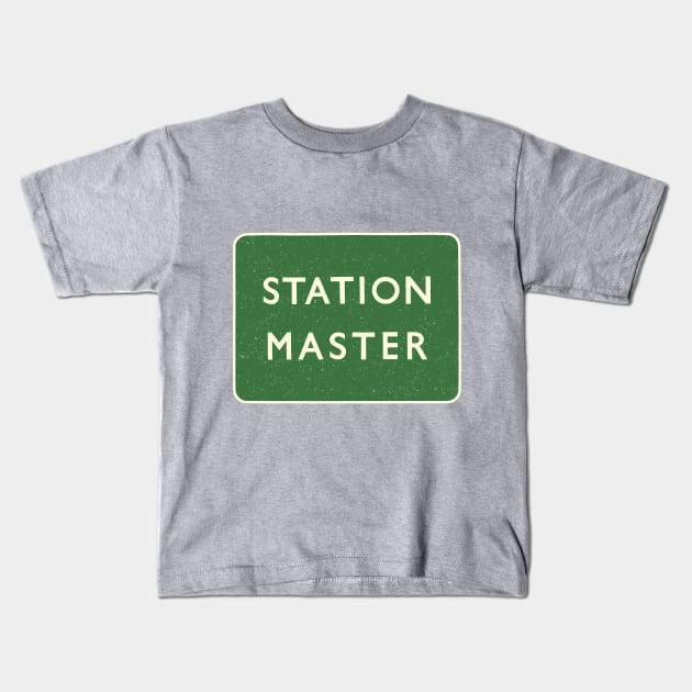 Vintage Railway Station Master Kids T-Shirt by katmargoli